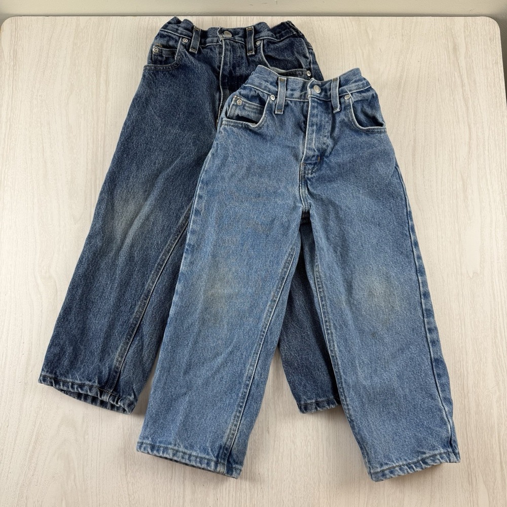 2 Vintage Faded Glory Boys Jeans Sz 6 Denim 5 Pocket Kids Youth Y2K Relaxed Fit